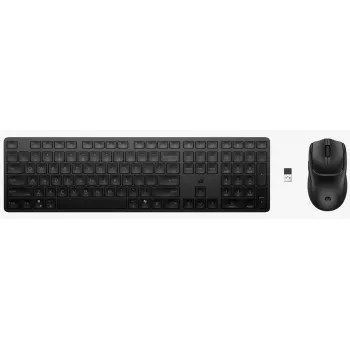 Klaviatūros ir pelės rinkinys HP 495C — viso dydžio belaidė klaviatūra, kelių įrenginių pelė, USB/RF/Bluetooth, juoda