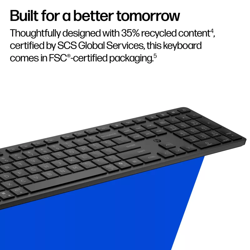 HP 495K kelių įrenginių dviejų režimų klaviatūra, pilno dydžio (100 %), belaidė, USB + Bluetooth, juoda