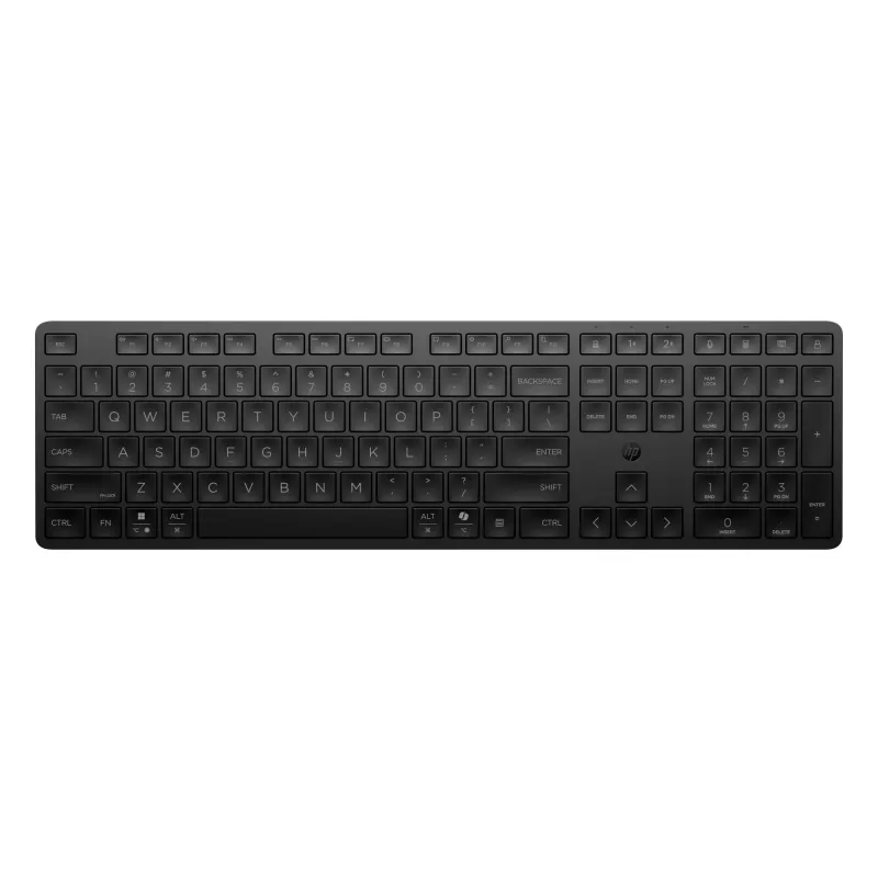 HP 495K kelių įrenginių dviejų režimų klaviatūra, pilno dydžio (100 %), belaidė, USB + Bluetooth, juoda