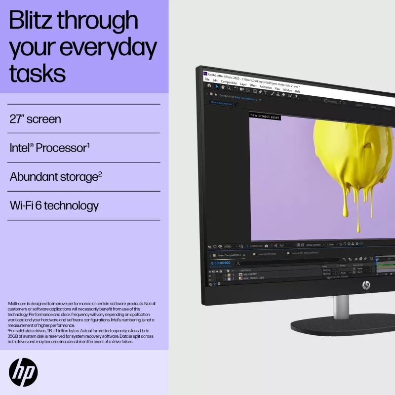 HP All-in-One 27-cr0048na Intel® Core™ i7 i7-1355U 68.6 cm (27 coliai) 1920 x 1080 pikseliai All-in-One kompiuteris 8 GB DDR4-SDRAM 1 TB SSD Windows 11 Home Wi-Fi 6 (802.11ax) Balta