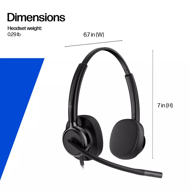 Laidinės stereo ausinės HP POLY Mission 425 Classic, USB jungtis, 126 g