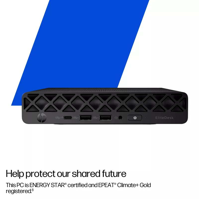 Mini PC HP EliteDesk 8 Mini G1i AI — Intel Core Ultra 7 265T, 16 GB DDR5, 1 TB SSD, Windows 11 Pro, Juoda