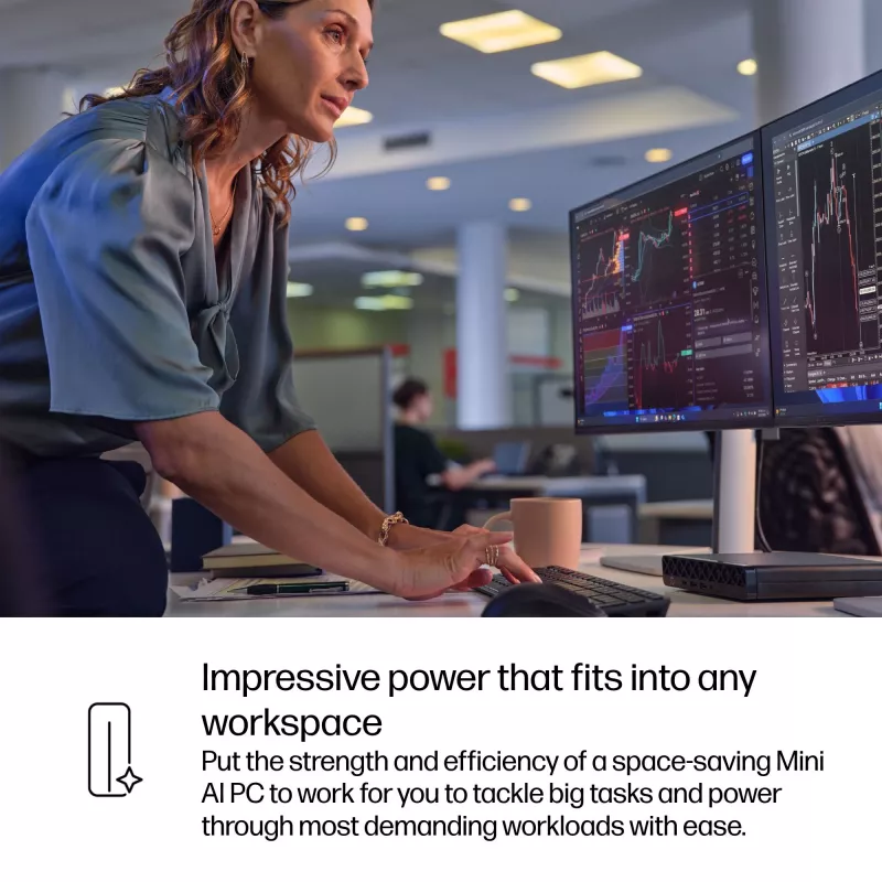 Mini PC HP EliteDesk 8 Mini G1i AI — Intel Core Ultra 7 265T, 16 GB DDR5, 1 TB SSD, Windows 11 Pro, Juoda