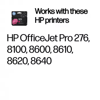 HP 951 purpurinis Originalius rašalo kasetė, purpurinė, 1 vnt., 535 puslapiai