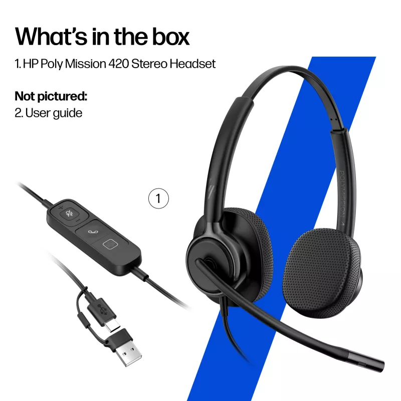 HP Poly Mission 425 Stereo USB laidinės ausinės
