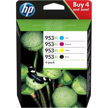 HP 953XL Originali rašalo kasetė, didelės (XL) talpos, juoda, žydra, purpurinė, geltona