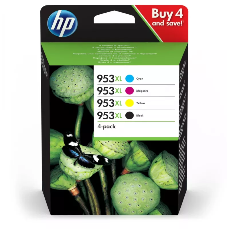 HP 953XL Originali rašalo kasetė, didelės (XL) talpos, juoda, žydra, purpurinė, geltona