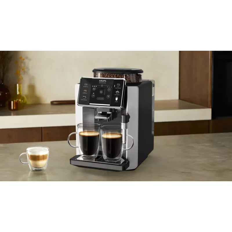 Espreso aparatas KRUPS Sensation EA910E — visiškai automatinis, 1,7 l vandens bakelis, įmontuotas malūnėlis, 2 snapeliai, 1450 W