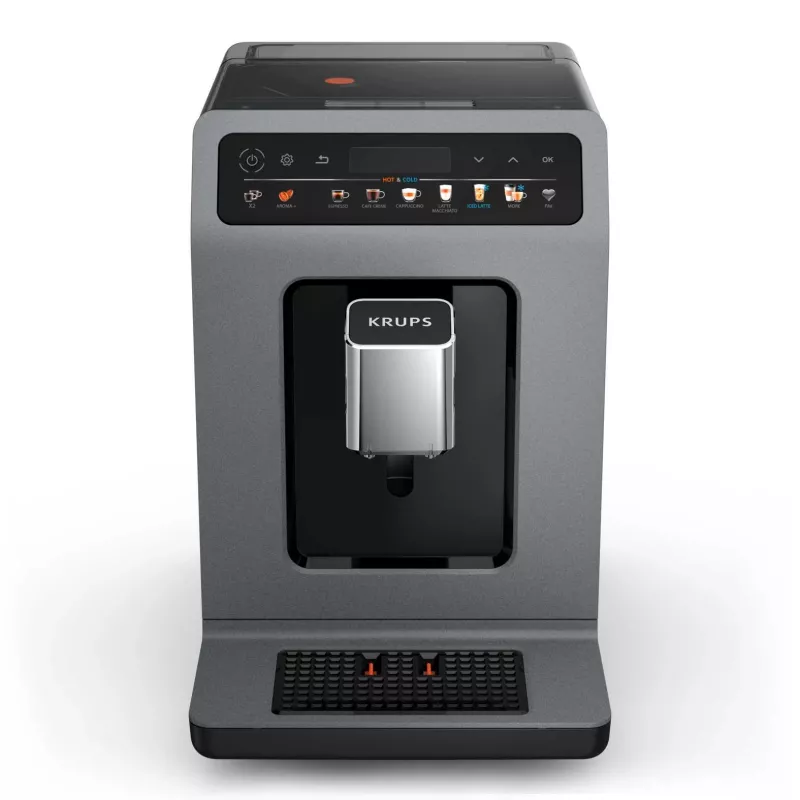 Espresso aparatas „Krups Evidence Hot & Cold EA898GF0“ — visiškai automatinis, 2,5 l vandens talpa, įmontuotas malūnėlis, 2 snapeliai