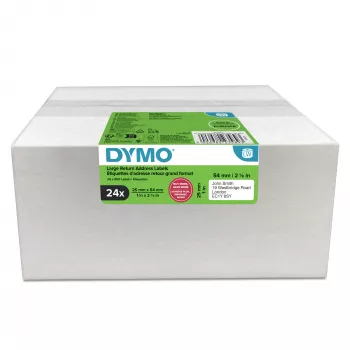 Etikečių ritinėliai Dymo 2223589 — baltos popierinės etiketės 5,4 × 2,5 cm, 500 etikečių/ritinėlyje, 12000 etikečių/pakuotėje, FSC