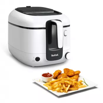 Giliavė Tefal Super Uno FR3101 — vienguba 1800 W, 1,5 kg maisto talpa, 2,2 l aliejaus, juoda/balta