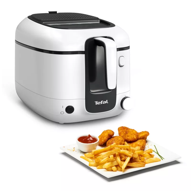 Giliavė Tefal Super Uno FR3101 — vienguba 1800 W, 1,5 kg maisto talpa, 2,2 l aliejaus, juoda/balta