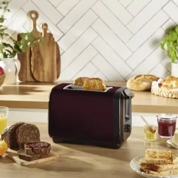 Toaster MOULINEX LT5S05E0 — 2 riekių, 1300 W, nerūdijančio plieno korpusas, juoda/raudona