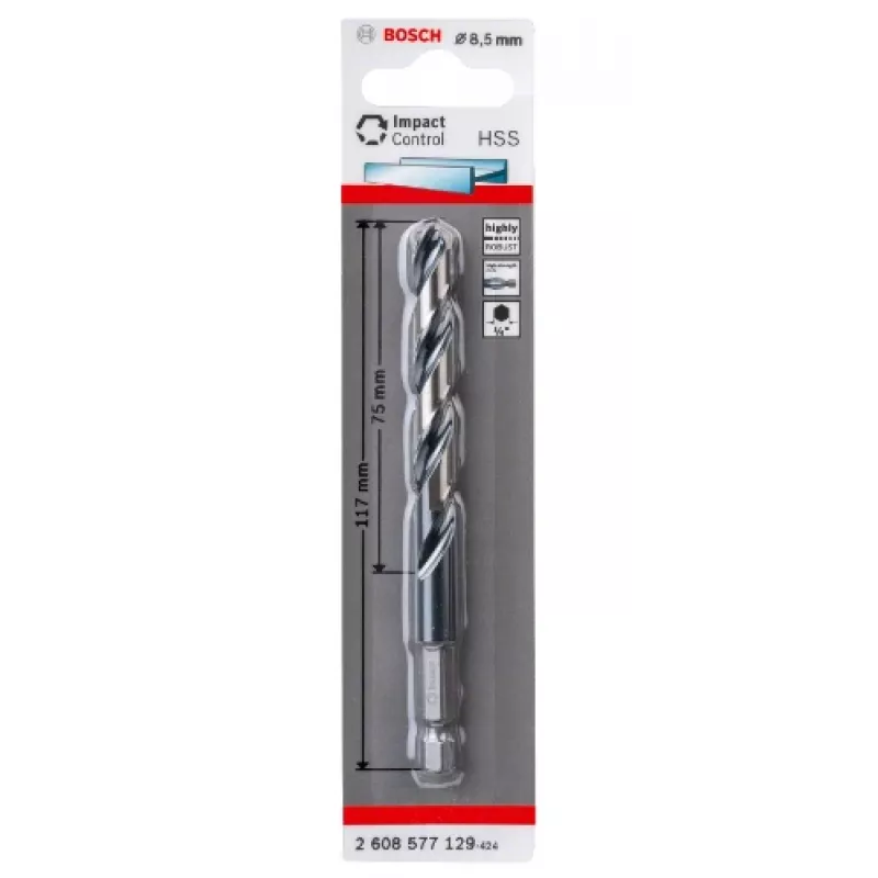 Suktuvas grąžtas Bosch HSS šešiabriauniu kotu 8,5 mm