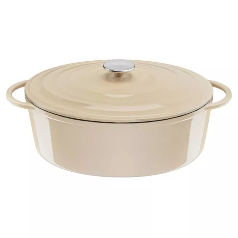 Tefal E25906 ovali smėlio spalvos ketaus keptuvė, 34 cm skersmuo