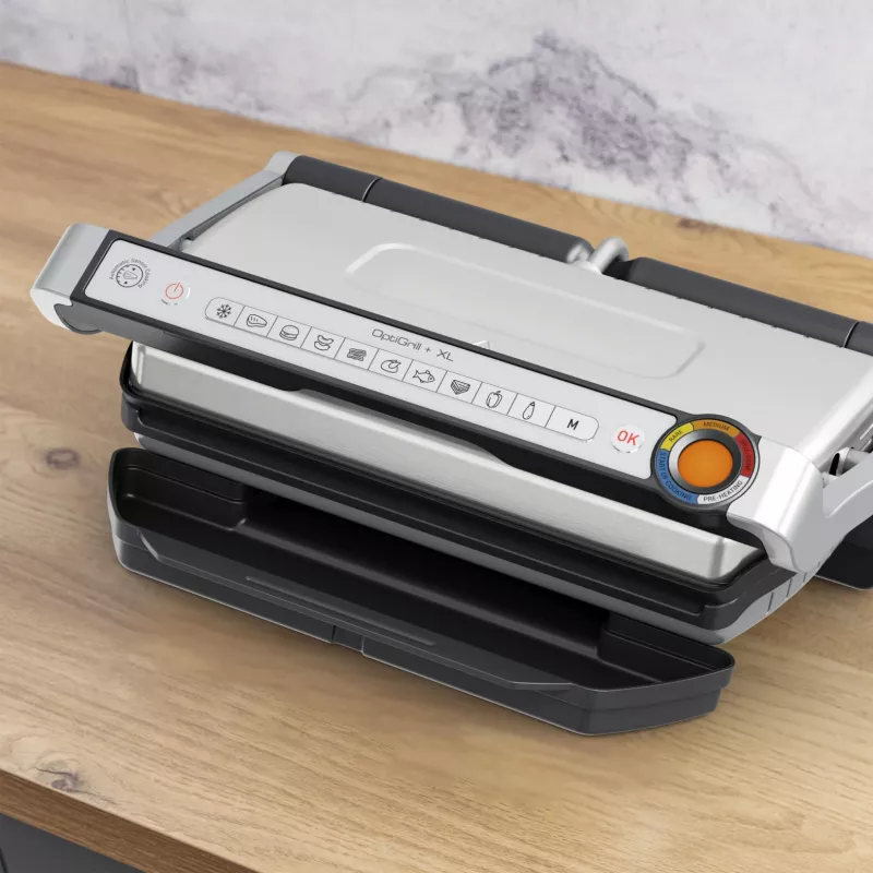 Kontaktinė kepsninė Tefal Optigrill+ XL GC727D10 — 2000 W, stačiakampis metalinis korpusas, 445×365×175 mm