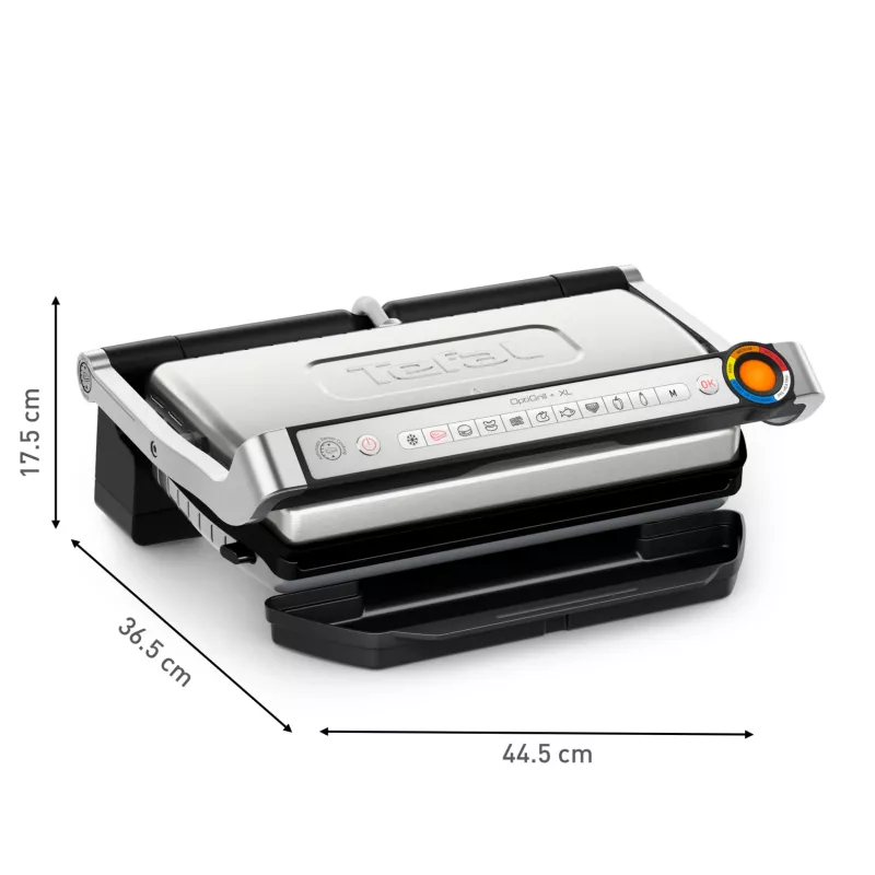 Kontaktinė kepsninė Tefal Optigrill+ XL GC727D10 — 2000 W, stačiakampis metalinis korpusas, 445×365×175 mm