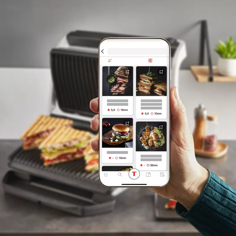 Kontaktinė kepsninė Tefal Optigrill+ XL GC727D10 — 2000 W, stačiakampis metalinis korpusas, 445×365×175 mm