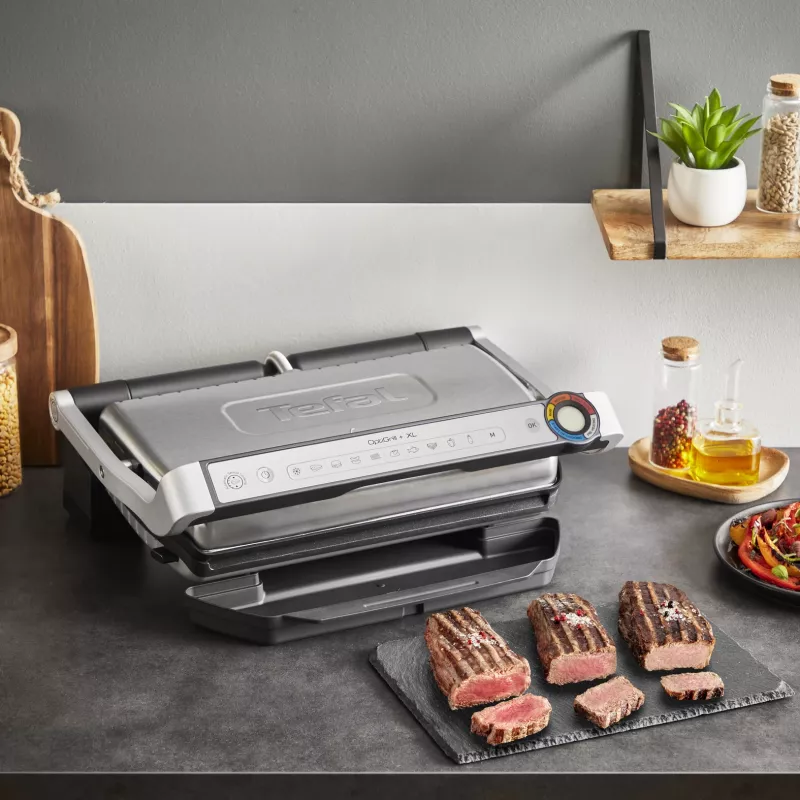Kontaktinė kepsninė Tefal Optigrill+ XL GC727D10 — 2000 W, stačiakampis metalinis korpusas, 445×365×175 mm