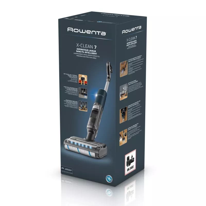 Rowenta X-Clean 7 GZ5735E0 belaidis dulkių siurblys / elektrinė šluota Baterija Sausam ir šlapiam valymui Be maišelio 0,5 L Juoda, Chromas