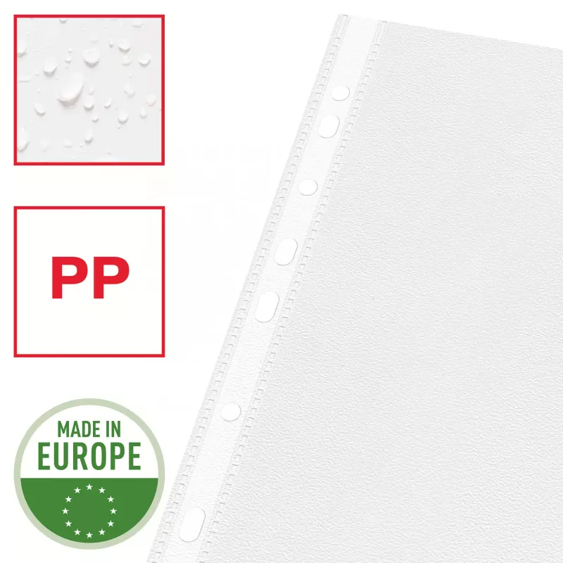Esselte plastikiniai vokeliai A4 – Economy –, 210 x 297 mm (A4), permatomi, polipropilenas (PP), vertikalūs, įdėjimas iš viršaus, 230 mm