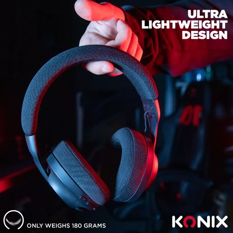 Konix PULSAR ausinės laidinės ir belaidės ant galvos žaidimams USB Type-C Bluetooth juodos