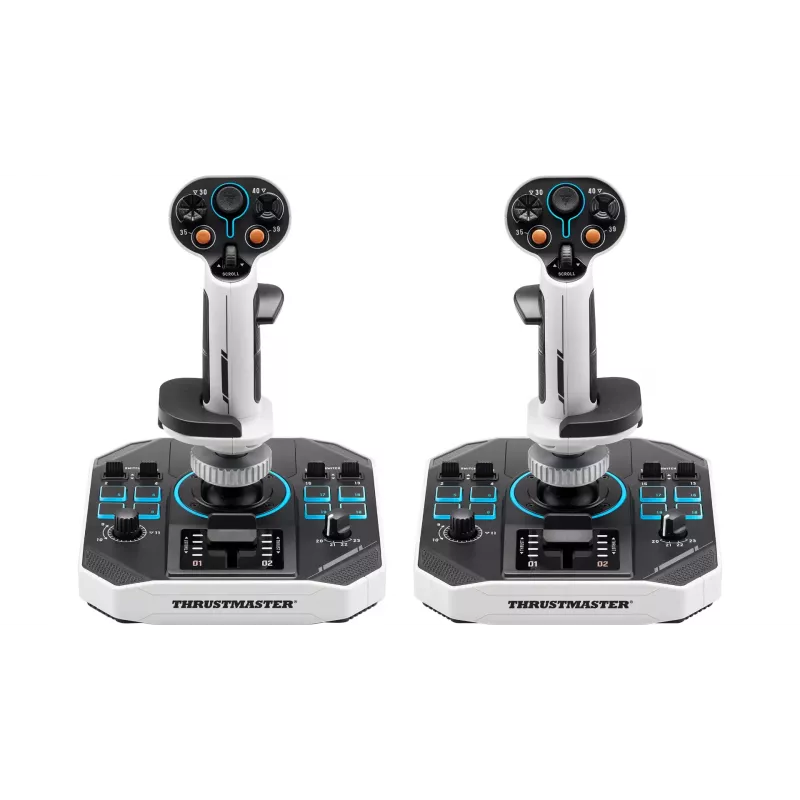 „Thrustmaster Sol-R 2 HOSAS Space Sim Duo“ – laidinė USB Type-C jungties svirtis, analoginė / skaitmeninė, juoda / balta