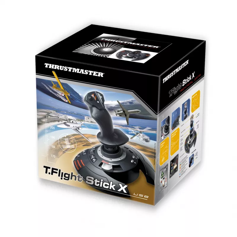 Thrustmaster T.Flight Stick X Juoda, Red, Sidabrinė USB Joystick Analogue PC, Playstation 3