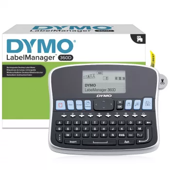 DYMO LabelManager stalinis etikečių spausdintuvas | 360D įkraunamas rankinis etikečių spausdintuvasPaprasta naudotiVienu prisilietimu valdomi išmanieji klavišaiQWERTY klaviatūraDidelis ekranas | Namų ir biuro organizavimui