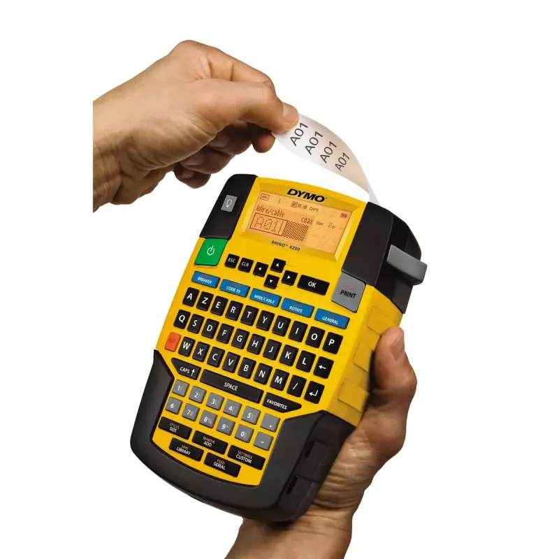 DYMO RHINO 4200 pramoninis etikečių spausdintuvas | AZERTY klaviatūra ir laiką taupantys spartieji klavišai | Patvarus etikečių spausdintuvas darbo vietoms ir intensyviems ženklinimo darbams