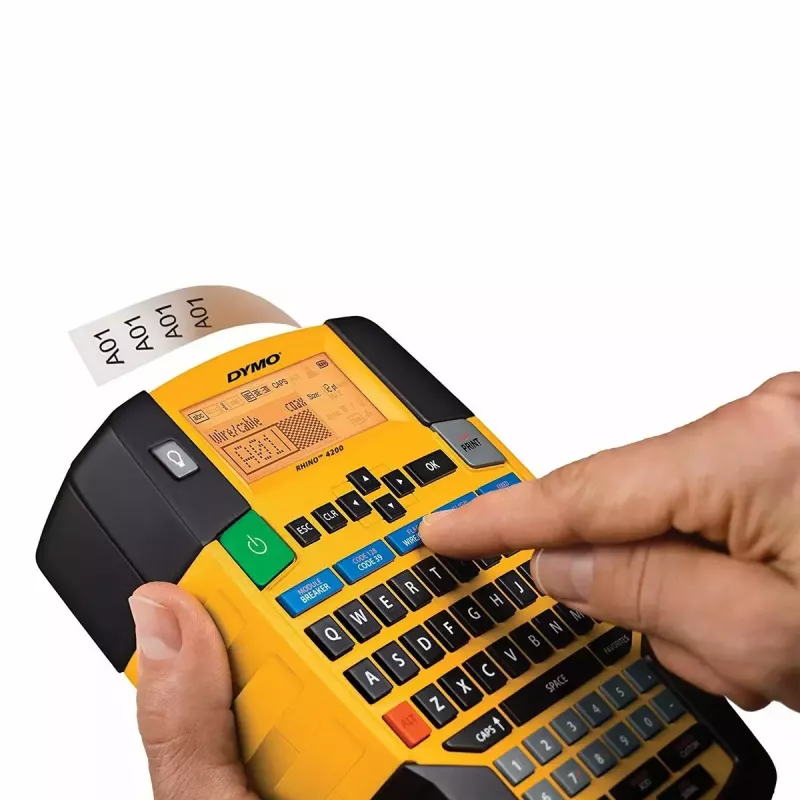 Etikečių spausdintuvas Dymo Rhino 4200 Wireless QWERTY — terminis perkėlimas, LED ekranas, Li‑Ion baterija, belaidis, 100 etikečių formatų