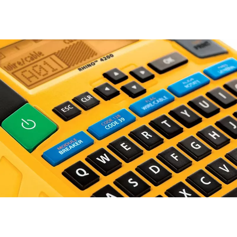 Etikečių spausdintuvas Dymo Rhino 4200 Wireless QWERTY — terminis perkėlimas, LED ekranas, Li‑Ion baterija, belaidis, 100 etikečių formatų