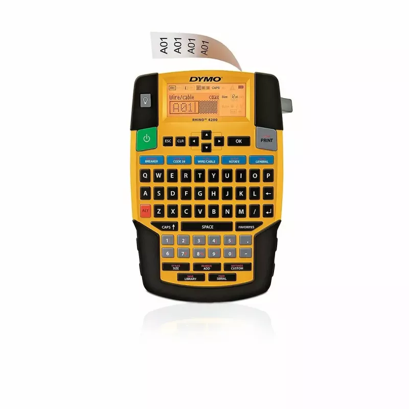 Etikečių spausdintuvas Dymo Rhino 4200 Wireless QWERTY — terminis perkėlimas, LED ekranas, Li‑Ion baterija, belaidis, 100 etikečių formatų