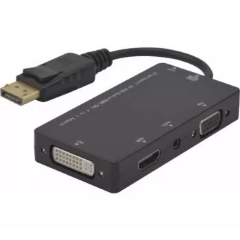 Hypertec 127377-HY vaizdo kabelio adapteris DisplayPort DVI-D + VGA (D-Sub) + HDMI Juoda