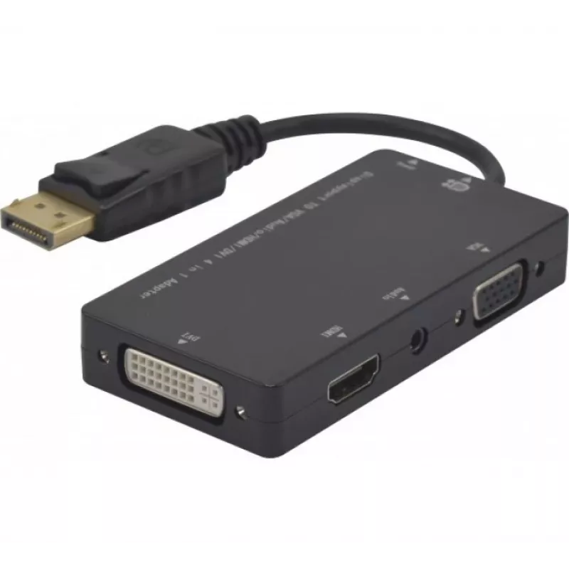 Hypertec 127377-HY vaizdo kabelio adapteris DisplayPort DVI-D + VGA (D-Sub) + HDMI Juoda