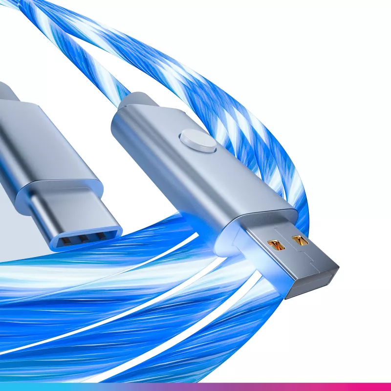 Oniverse USB-A į USB-C greito įkrovimo laidas su LED – 2 metrai – baltas (kelių platformų)