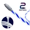 Oniverse USB-A į USB-C greito įkrovimo laidas su LED – 2 metrai – baltas (kelių platformų)