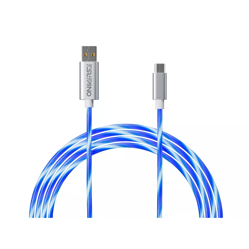 Oniverse mikro USB įkrovimo laidas su LED - 2 metrai - baltas (kelių platformų)