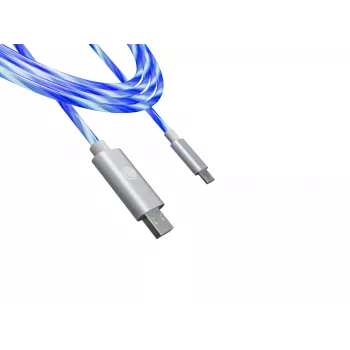 Oniverse mikro USB įkrovimo laidas su LED - 2 metrai - baltas (kelių platformų)