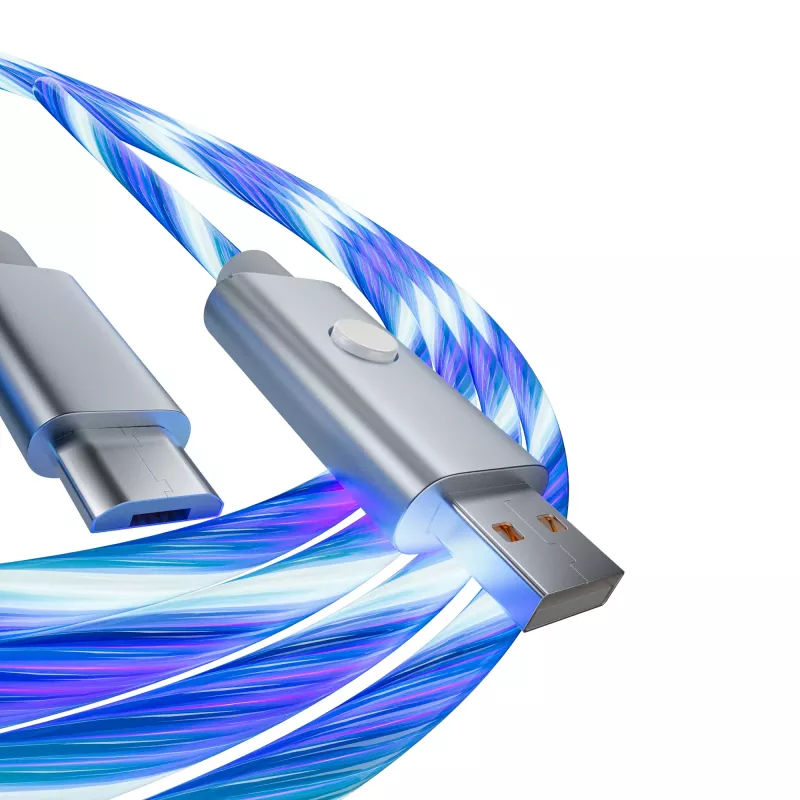 Oniverse mikro USB įkrovimo laidas su LED - 2 metrai - baltas (kelių platformų)