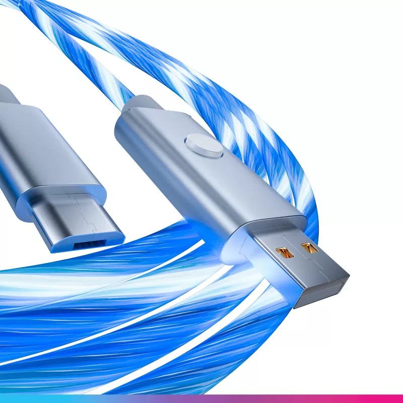 Oniverse mikro USB įkrovimo laidas su LED - 2 metrai - baltas (kelių platformų)