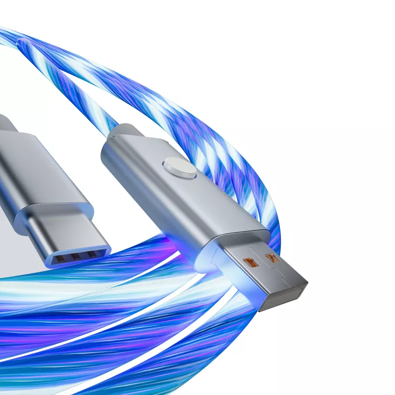 Oniverse USB-C į USB-C greito įkrovimo kabelis – 2 metrai – LED (Daugiaplatformis)