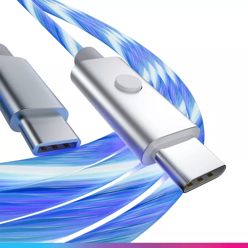 Oniverse USB-C į USB-C greito įkrovimo kabelis – 2 metrai – LED (Daugiaplatformis)