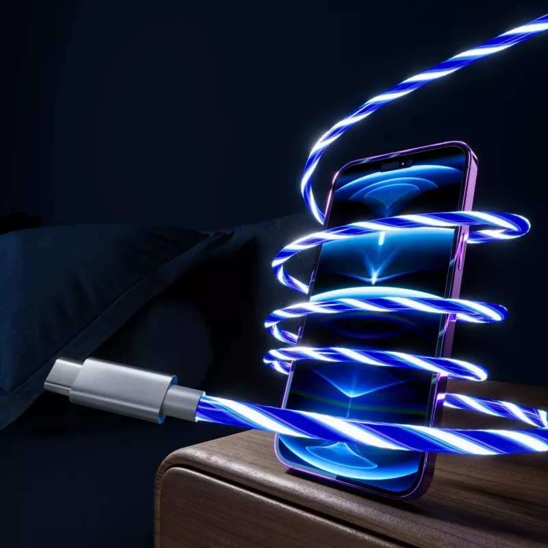 Oniverse USB-C į USB-C greito įkrovimo kabelis – 2 metrai – LED (Daugiaplatformis)