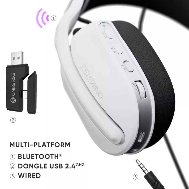 Oniverse belaidės žaidimų ausinės Polaris - Celestial White (daugiaplatformės)