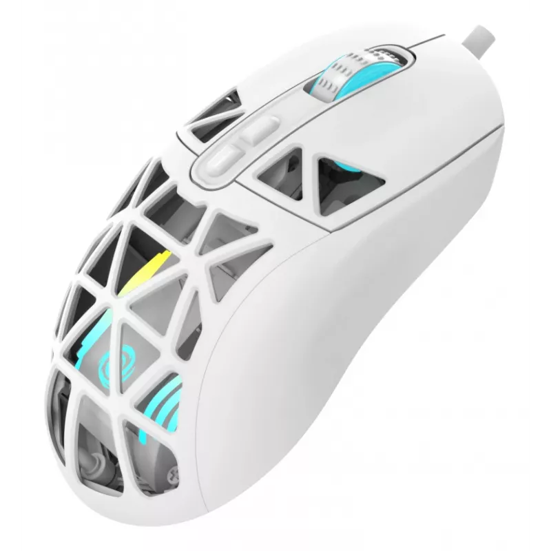 Oniverse - Laidinė žaidimų pelė Kryo - Luxion White (PC), abiem rankoms tinkama, optinė, USB Type-A, 13800 DPI, balta