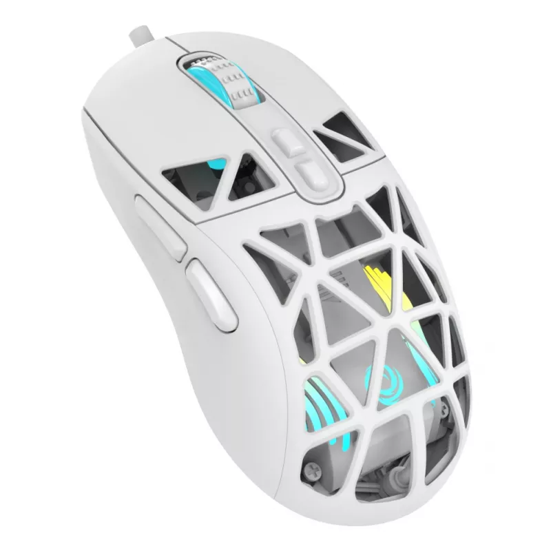 Oniverse - Laidinė žaidimų pelė Kryo - Luxion White (PC), abiem rankoms tinkama, optinė, USB Type-A, 13800 DPI, balta