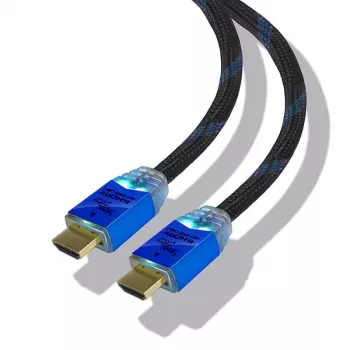 Steelplay 4K 2.0 HDMI High Speed Ultra HD LED kabelis 2M, 2 m, HDMI Type A (Standard), HDMI Type A (Standard), 3D, 18 Gbit/s, juoda, mėlyna
