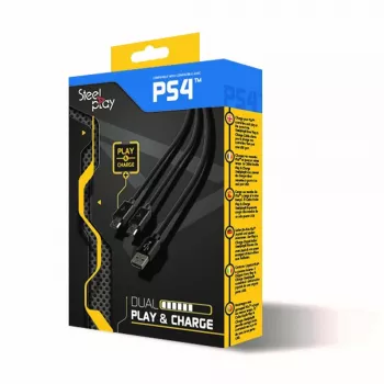 Steelplay Dual Play & Charge laidas valdikliams - juodas (PS4)