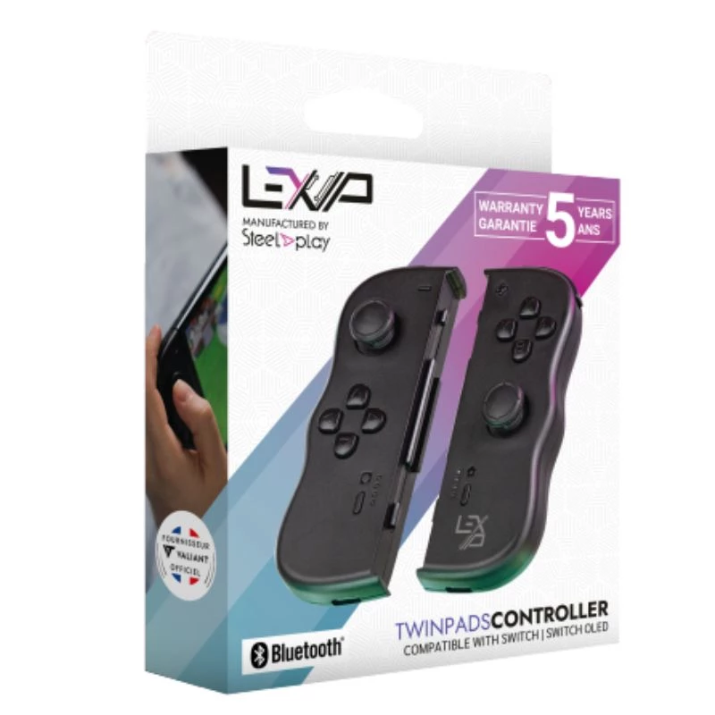 Lexip Adventure Twinpads Juoda (Switch), žaidimų pultelis, Nintendo Switch, Nintendo Switch OLED, fiksavimo mygtukas, D-pad, namų mygtukas, analoginis / skaitmeninis, belaidis, Bluetooth